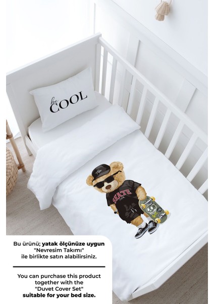 Bebek Boy Lastikli Çarşaf Seti - Pure Baby Serisi - Kaykaylı Ayıcık modelleri