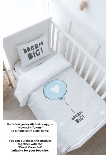 Bebek Boy Lastikli Çarşaf Seti - Pure Baby Serisi - Mavi Kalpli Balon modelleri