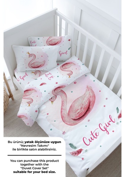 Bebek Boy Lastikli Çarşaf Seti - For Baby Serisi - Pembe Zeminli Kuğu modelleri