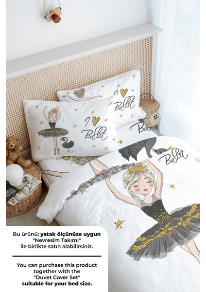 Tek Kişilik Lastikli Çarşaf Seti - For Baby Serisi - Siyah Kuğulu Balerin fırsatları