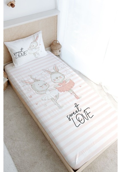 Tek Kişilik Lastikli Çarşaf Seti - Iconic Serisi - Balerin Tavşanlar
