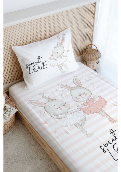 Tek Kişilik Lastikli Çarşaf Seti - Iconic Serisi - Balerin Tavşanlar modelleri