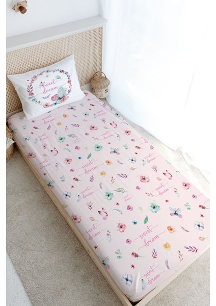 Tek Kişilik Lastikli Çarşaf Seti - For Baby Serisi - Kelebekli Çember
