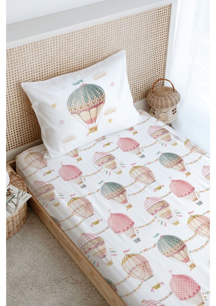 Tek Kişilik Lastikli Çarşaf Seti - Iconic Serisi - Pembe Uçan Balon modelleri