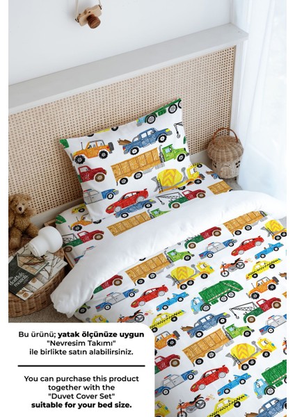 Tek Kişilik Lastikli Çarşaf Seti - Iconic Serisi - Renkli Araçlar fırsatları