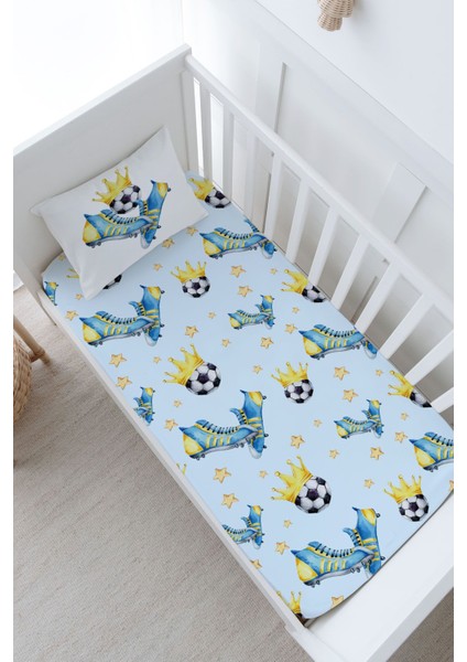 Anne Yanı Beşik Lastikli Çarşaf Seti (55X95) - For Baby Serisi - Sarı - Lacivert
