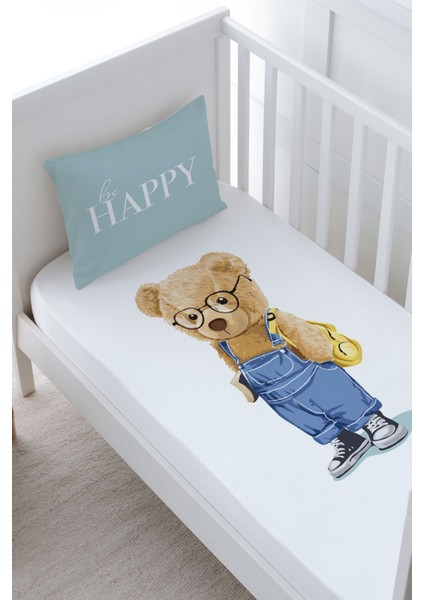 Bebek Boy Lastikli Çarşaf Seti - Pure Baby Serisi - Salopetli Ayıcık fiyatları