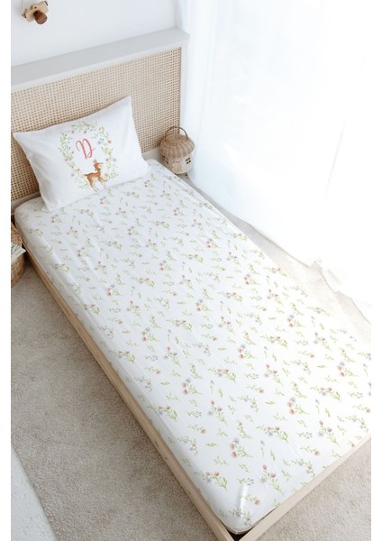 Tek Kişilik Lastikli Çarşaf Seti - Little Deer Series - D Harfi