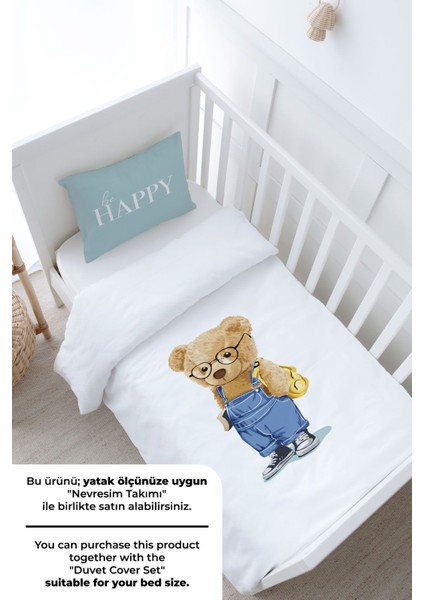 Bebek Boy Lastikli Çarşaf Seti - Pure Baby Serisi - Salopetli Ayıcık modelleri