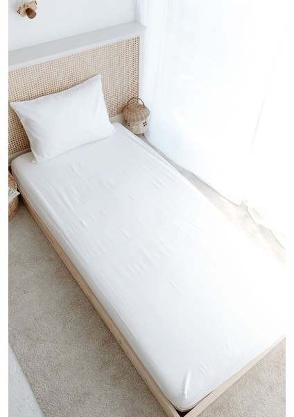 Tek Kişilik Lastikli Çarşaf Seti - Beyaz