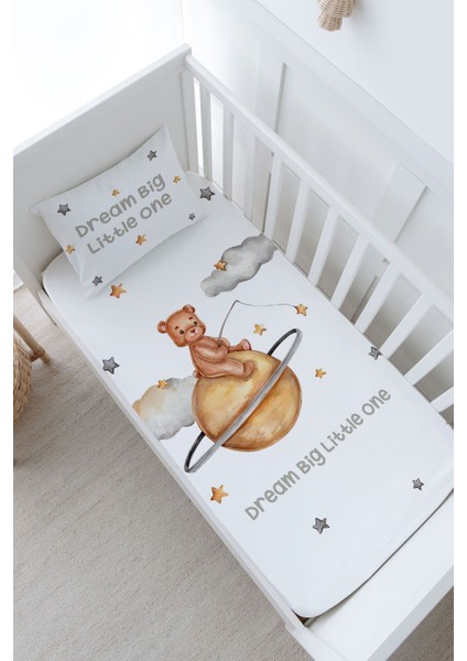 Bebek Boy Lastikli Çarşaf Seti - Pure Baby Serisi - Yıldız Tutan Ayı
