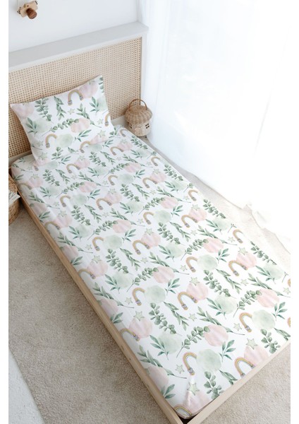 Tek Kişilik Lastikli Çarşaf Seti - Iconic Serisi - Pamuk Şeker Bulutlar