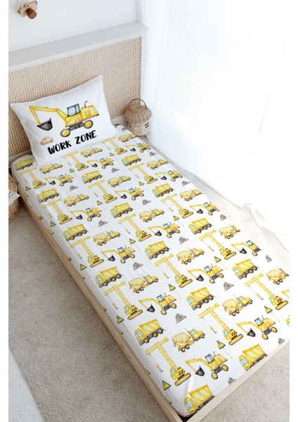 Tek Kişilik Lastikli Çarşaf Seti - Iconic Serisi - Iş Makinaları