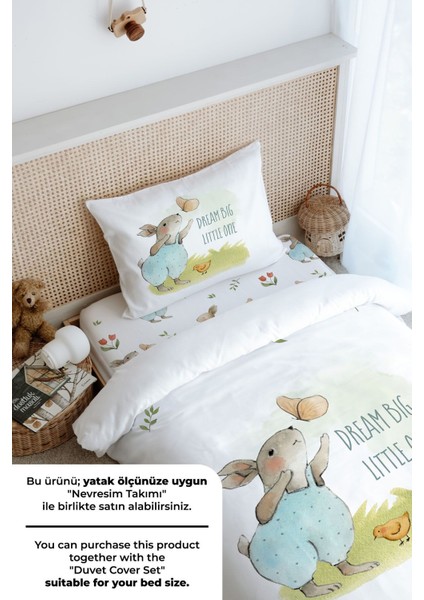 Tek Kişilik Lastikli Çarşaf Seti - Pure Baby Serisi - Kelebekle Oynayan Tavşan fırsatları