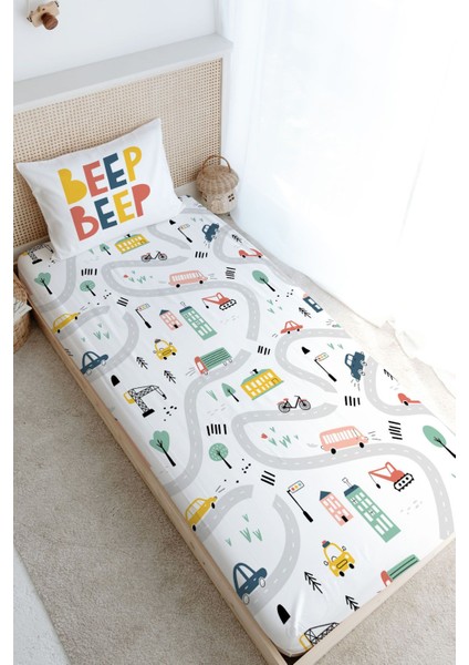 Tek Kişilik Lastikli Çarşaf Seti - Iconic Serisi - Beep Beep