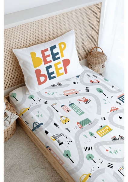 Tek Kişilik Lastikli Çarşaf Seti - Iconic Serisi - Beep Beep modelleri