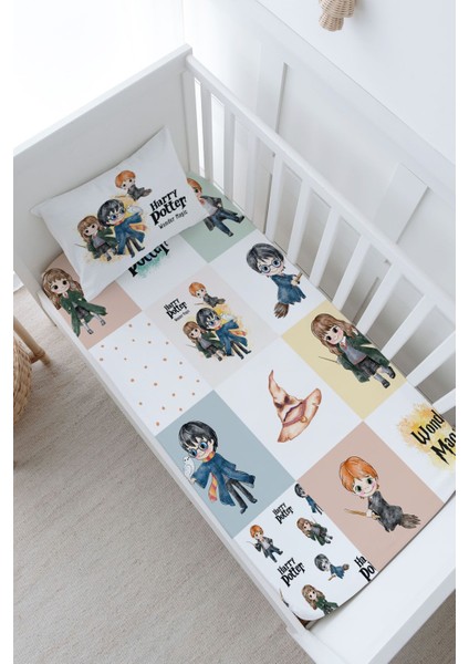 Bebek Boy Lastikli Çarşaf Seti - Cartoon Serisi - Harry Potter Patchwork