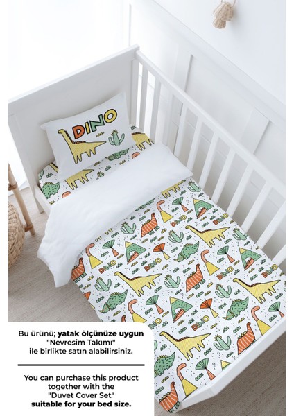 Anne Yanı Beşik Lastikli Çarşaf Seti - Pure Baby Serisi - Dino ve Kaktüsler modelleri