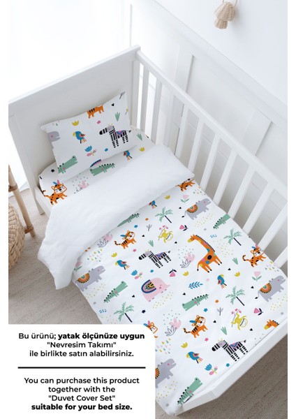 Bebek Boy Lastikli Çarşaf Seti - Iconic Serisi - Renkli Geometrik Hayvanlar modelleri