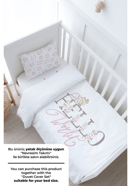 Bebek Boy Lastikli Çarşaf Seti - Pure Baby Serisi - Hello World modelleri