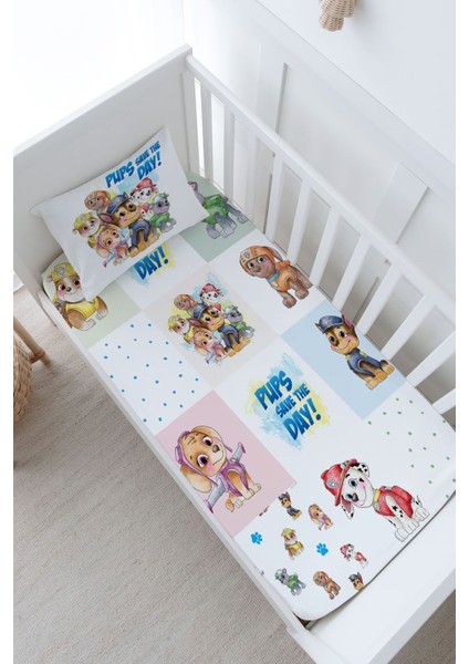 Bebek Boy Lastikli Çarşaf Seti - Cartoon Serisi - Paw Patrol Patchwork