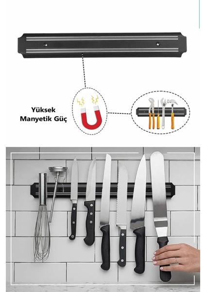 55 cm Mıknatıslı Duvar Bıçak Askısı Standı Güçlü Mıknatıs Bıçaklık Alet Edavat Organizer