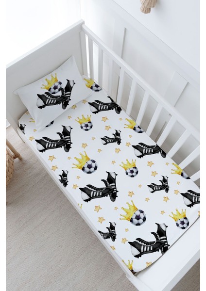 Anne Yanı Beşik Lastikli Çarşaf Seti (55X95) - For Baby Serisi - Siyah - Beyaz