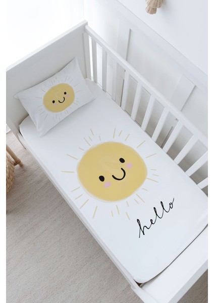 Anne Yanı Beşik Lastikli Çarşaf Seti - Pure Baby Serisi - Gülen Güneş