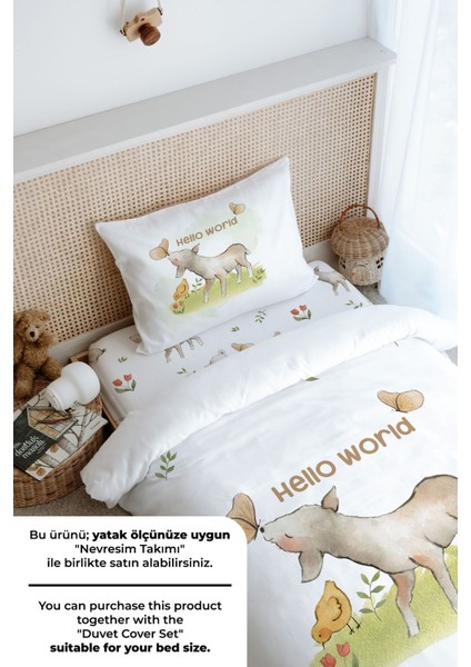 Tek Kişilik Lastikli Çarşaf Seti - Pure Baby Serisi - Kelebekle Oynayan Kuzu modelleri