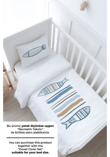 Anne Yanı Beşik Lastikli Çarşaf Seti - Pure Baby Serisi - Baby Fish modelleri