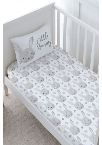 Bebek Boy Lastikli Çarşaf Seti - For Baby Serisi - Karakalem Tavşan fiyatları