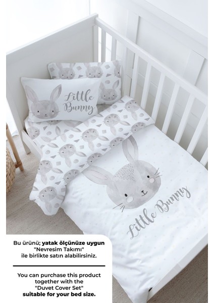 Bebek Boy Lastikli Çarşaf Seti - For Baby Serisi - Karakalem Tavşan modelleri