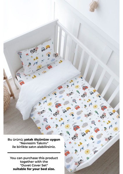 Bebek Boy Lastikli Çarşaf Seti - Iconic Serisi - Çiftlik Hayvanları modelleri