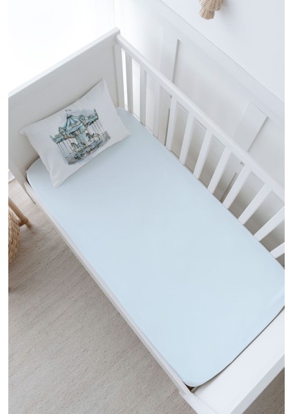 Bebek Boy Lastikli Çarşaf Seti - Royal Series - Blue Carousel