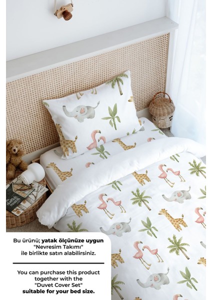 Tek Kişilik Lastikli Çarşaf Seti - Iconic Serisi - Pembe Safari Hayvanlar fırsatları