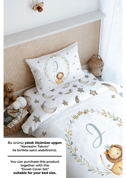 Tek Kişilik Lastikli Çarşaf Seti - Little Lion Series - J Harfi