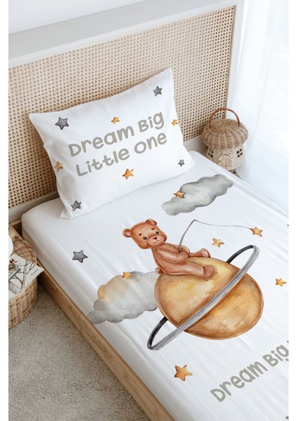 Tek Kişilik Lastikli Çarşaf Seti - Pure Baby Serisi - Yıldız Tutan Ayı modelleri