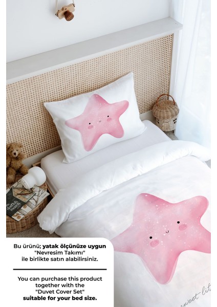 Tek Kişilik Lastikli Çarşaf Seti - Pure Baby Serisi - Pofuduk Pembe Yıldız fırsatları