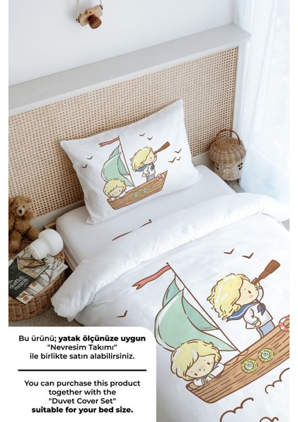 Tek Kişilik Lastikli Çarşaf Seti - Pure Baby Serisi - Sevimli Kaptan ve Miço fırsatları