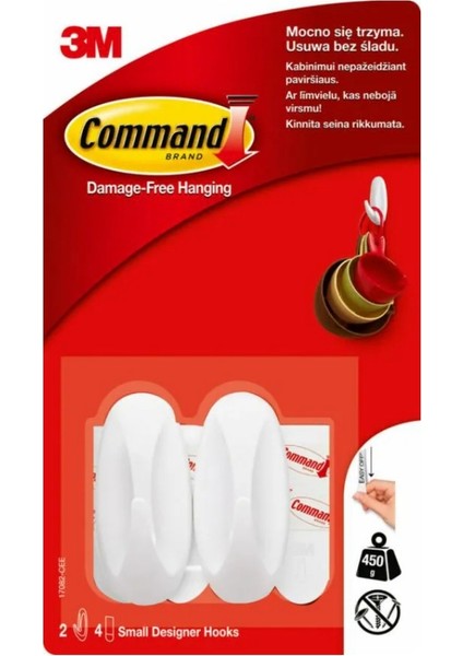 Command | İpli Askı Arkası, Küçük, Çerçeveler İçin, İz Bırakmaz ve Güçlü Yapışkan