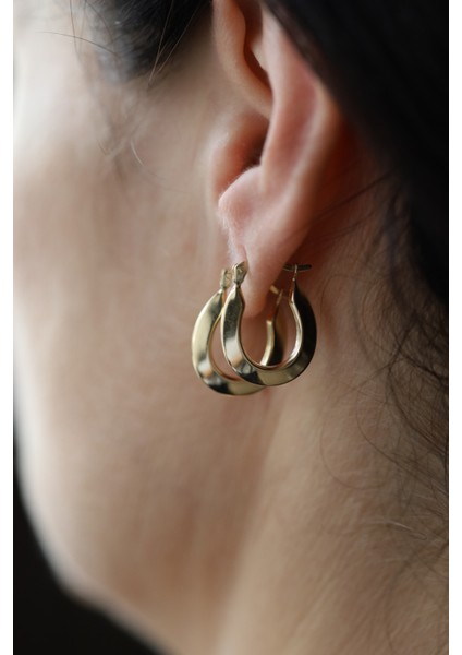 14 Ayar Altın U Tarz Işıltılı Halka Küpe fiyatları