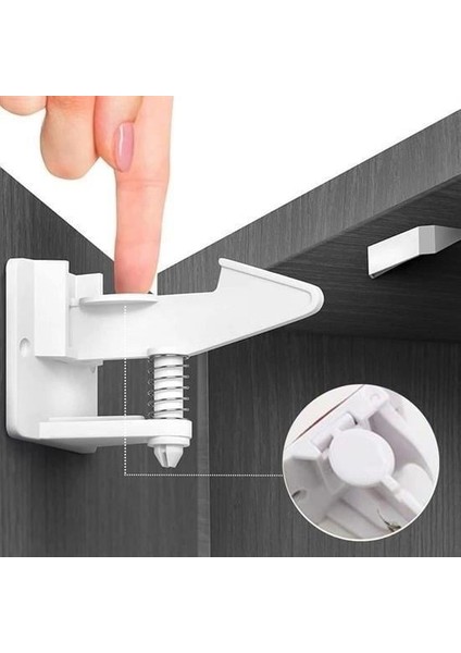 4 Adet - Bebek Çocuk Güvenliği Korumalı Yapışkan Çekmece ve Dolap Için Tutucu Gizli Güvenlik Kilidi