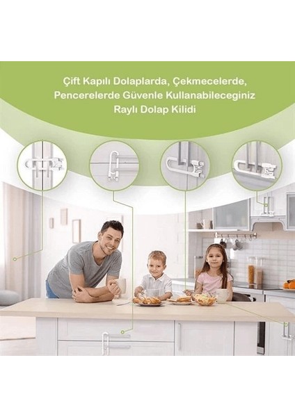 Bebek Çocuk Çekmece ve Dolap Koruma Raylı Güvenlik Sistemi Emniyet Kilidi ( Lisinya )