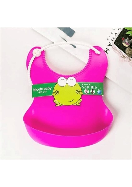 Çocuk Bebek Mama Önlüğü Dökülme Engelleyici Bükülebilir Pembe ( Lisinya )