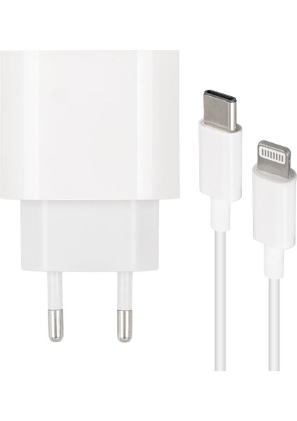 WK-21443 Pd-C 20 Watt Type-C Şarj Başlık Adaptörü + Type-C To Lıghtnıng Kablo (No:9) (4767) - Lisinya