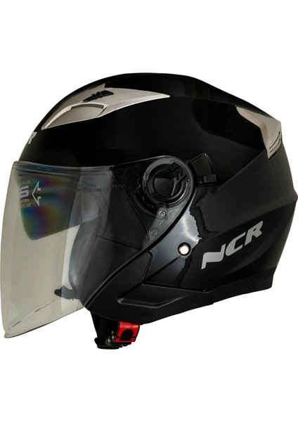 Kask Çenesiz Vizörlü 708 Ece Belgeli-Parlak Siyah