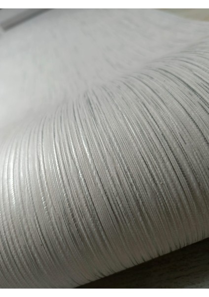 Açık Gri Gümüş Parlak Çizgili Silinebilir Kabartmalı Sade Duvar Kağıdı 5 M²