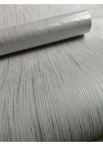 Açık Gri Gümüş Parlak Çizgili Silinebilir Kabartmalı Sade Duvar Kağıdı 5 M² modelleri