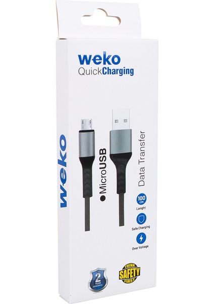 WK-22023 USB To Mıcro USB Örgülü Lacivert Şarj Kablosu (No:14) (4767) - Lisinya