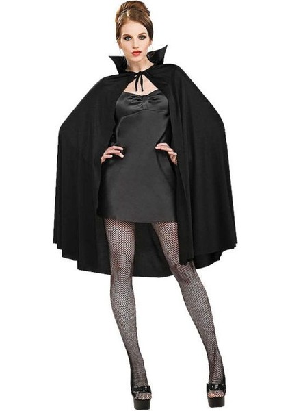 Siyah Renk Yakalı Halloween Pelerini 90 cm